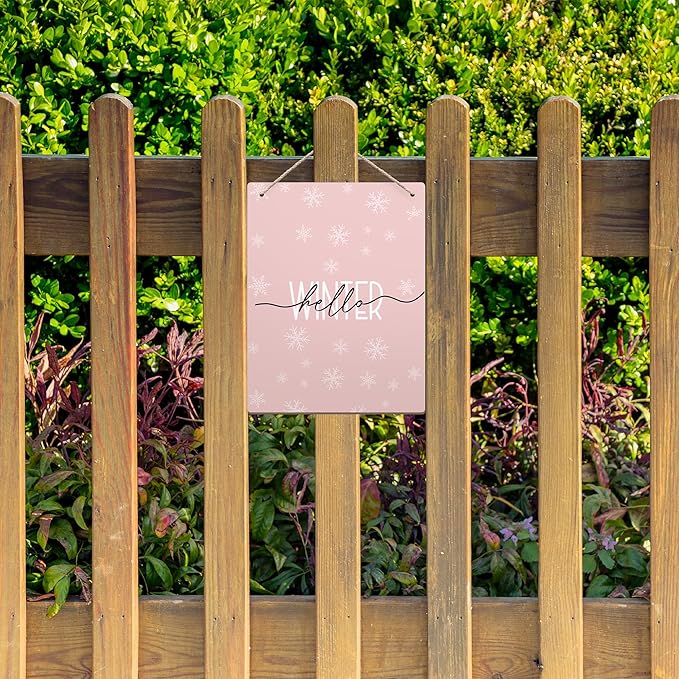 Pink Winter Snowflakes Wooden Sign, 10x8 inches, Rustic Wall Decor