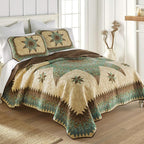 Donna Sharp Contemporary Polyester Quilt Set - Sea Breeze Star - 3-Piece Queen Size Quilt Set, Includes Quilt, and Two Standard Pillow Shams Perfect for Coastal and Souhtwest Decor