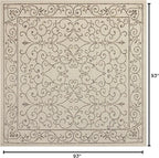 JONATHAN Y Vintage Filigree Indoor Outdoor Square Area Rug 8X8 Beige/Brown, Charleston Textured Weave for Backyard, Patio, Porch, Easy-Cleaning, High Traffic, Pet-Friendly, Non-Shedding (SMB106A-8SQ)