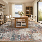 Tortania Washable 6x9 Area Rug for Living Room: Modern Abstract Neutral Large Soft Thin Rugs - Non Slip Indoor Carpet for Bedroom Dining Room Office Nursery Home Floor Decoration - Colorful Multi