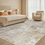 Tortania Washable 8x10 Area Rug for Living Room: Modern Abstract Neutral Large Soft Thin Rugs - Non Slip Indoor Carpet for Bedroom Dining Room Office Nursery Home Floor Decoration - Brown Grey