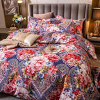 ABREEZE Colorful Floral Duvet Cover Queen 100% Cotton Flower Duvet Cover 3 Piece Set 1 Multi-Colored Damask Paisley Duvet Cover with Zipper Ties 2 Pillowcases Luxury Soft Peony Print Bedding Set