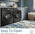 Area Rugs 10x14 for Living Room Bedroom, Modern Abstract Machine Washable Rug, Large Soft Low Pile Floor Carpet with Non Slip Backing for Dining Room, Navy Blue Beige