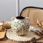 Green and Beige Antique Vase, 5.6 Inch Vintage Chinoiserie Floral Vase, Rustic Ceramic Vase for Home Decor, Living Room, Bookshelf, Office, Entryway, Garden, Chinoiserie Decor, Tuscan Decor