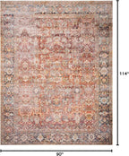 Loloi Layla Collection LAY-02 Spice/Marine 7'-6" x 9'-6" .13" Thick Area Rug, Soft, Durable, Vintage Inspired, Distressed, Low Pile, Non-Shedding, Easy Clean, Printed, Living Room Rug