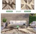 GENIMO Outdoor Rug 10' x 14' Waterproof for Patios Clearance, Reversible Outdoor Plastic Straw Camping Rug Carpet, Large Area Rugs Mats for RV, Camper, Deck, Balcony, Porch, Beach, Coffee&Beige