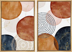 SIGNFORD Framed Wall Art Print Set Vintage Mid-Century Spiral Watercolor Dot Abstract Shapes Illustrations Modern Minimalist Multicolor for Living Room, Bedroom, Office - 16"x24"x2 Natural
