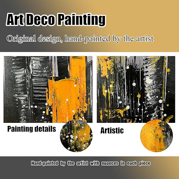 New York City Wall Art for Living Room - Hand Painted Canvas Wall Art for Office - Big Picture Frames for Wall Size 29" x 59"