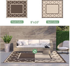 GENIMO Outdoor Rug 8' x 10' Patio Waterproof, Foldable Reversible Plastic Straw Area Rugs Mat for Camper Decor, Outside Carpet for Rv, Deck, Porch, Picnic, Beach, Balcony, Coffee & Beige
