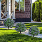 Set of 2 Artificial Lavender Boxwood Topiary Ball Bush for Outdoor with Ground Spike 22", UV Resistant Faux Greenery Shrubs, Fake Boxwood Plants for Indoor, Garden, Yard, Porch, Patio Decor