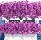 Uieke 16PCS Artificial Flowers for Outdoors UV Resistant Fake Flowers for Outside Indoor Home Porch Window Box Spring Summer Décor (Purple)