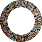 Mosaic Mirror, Wall Art Décor – Handcrafted Decorative Wall Mirror, Apricot Mosaic Mirror, 24” Frame, 15" Round Mirror for Hallway, Bedroom, Bathroom, Living Room