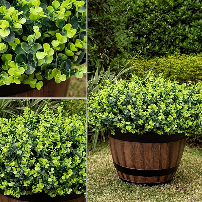 20 Bundles Artificial Plants for Outdoor Fake Plants for Spring Decoration,Faux Eucalyptus Plants for Planter UV Resistant Lifelike for Home Porch Garden（Green）