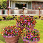 INQCMY Artificial Flowers for Outdoors Faux Plants Fake Flowers Spring Summer Decoration,12 Bundles Faux Silk Colorful Daisy Realistic UV Resistant for Outside Home Planter Window Porch Patio Yard