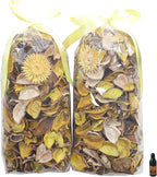 Qingbei Rina Potpourri Bowl Filler, Lemon Scented Potpourri Bags,Yellow Decorative Dried Flowers, Home Fragrance Perfume Petal,Vase Decor,2 Bags,8.4 oz