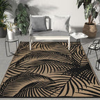 GENIMO Outdoor Rug 5' x 8' Waterproof for Patio Clearance, Reversible Plastic Straw Camping Carpet, Lightweight Mats for Rv, Backyard, Deck, Porch, Picnic, Beach, Balcony, Black & Brown