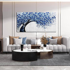 Large Wall Art for Living Room Bedroom Home Office Blue Tree of Life Wall Art Floral Picture Framed Wall Decor Modern Canvas Prints 29x59 In