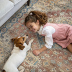 GENIMO 8x10 Area Rugs for Living Room, Machine Washable Non Slip Vintage Rugs, Low Pile Lightweight Chenille Print Rug for Bedroom, Dining Room, Home Office, Antique Red