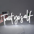 SYLHOME Treat Yourself Led Neon Light Sign Bedroom Kids Room Living Room Art Wall Decor Sign Home Family Birthday Wedding Party Light Up Sign USB 16.54" X 7.1" Cold White