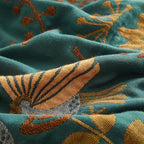 Boho Throw Blanket for Couch Sofa Bed, 100% Cotton Woven Quilt with Tassel 60”x80”, Super Soft Muslin Blanket with Bird Printed, Decorative Reversible Bed Blanket/Cover for All Seasons