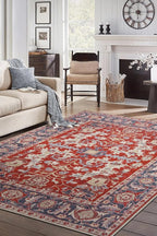 Keen Home Design 9x12 Rug - Machine Washable Area Rug with Non-Slip Backing, Ideal for Living Room, Dining Room, Bedroom - Vintage, Easy Clean, Durable, Low Pile Rug - (9' x 12')