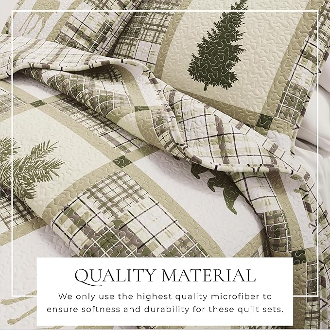 Great Bay Home Lodge Bedspread Full/Queen Size Quilt with 2 Shams. Cabin 3-Piece Reversible All Season Quilt Set. Rustic Quilt Coverlet Bed Set. Stonehurst Collection.