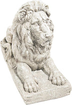 Design Toscano Lyndhurst Manor Lion Sentinel Outdoor Garden Statue, 27 Inch, Resin, Antique Stone Finish