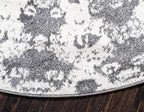 Unique Loom Rosso Collection Vintage, Geometric, Bohemian, Traditional, Distressed, Southwestern Area Rug, Round 3' 3" x 3' 3", Light Gray/Ivory