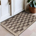 Rugshop Beige Checkered Area Rug – Textured Grid Pattern Carpet for Living Room, Bedroom, or Office – Neutral Contemporary Soft Floor Décor 2' x 3' Beige