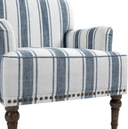 UIXE Stripe Accent Chair Arm Chair, Modern Nailhead Trim Club Armchair with Wood Legs, Comfy Living Room Single Sofa Reading Seat Bedroom Side Seating for Home Office, Dark Blue