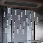 24-Lights Modern Crystal Chandeliers LED Pendant Light for Kitchen Island Dining Room Entrance Foyer Living Room 6000K Black