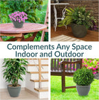 Sunnydaze Chalet Large Ceramic Plant Pot - Round Outdoor Glazed Ceramic Planter Pot with Drainage - Gray - 14.5"