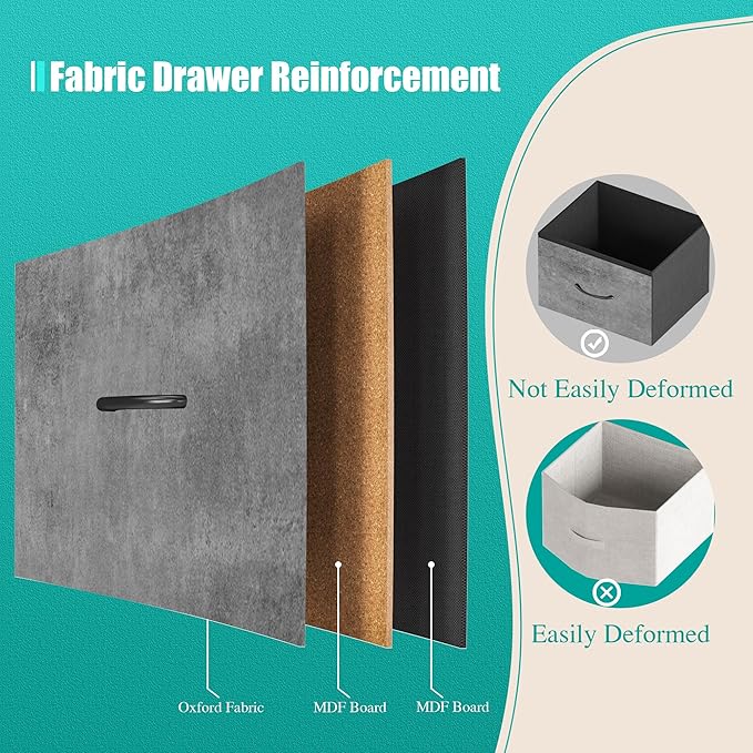 Chest of Drawers for Bedroom, Tall Gray Fabric Dresser with 18 Deep Drawers, Large Clothes Organizer Bin Vertical Storage Cabinet for Closet, Nursery, Office