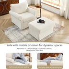 35.82” Accent Chair with Ottoman Upholstered Living Room Chairs for Reading Chair with Chaise Lounge Chairs Indoor, Comfortable Armchair for Bedroom (Beige, 35.82")