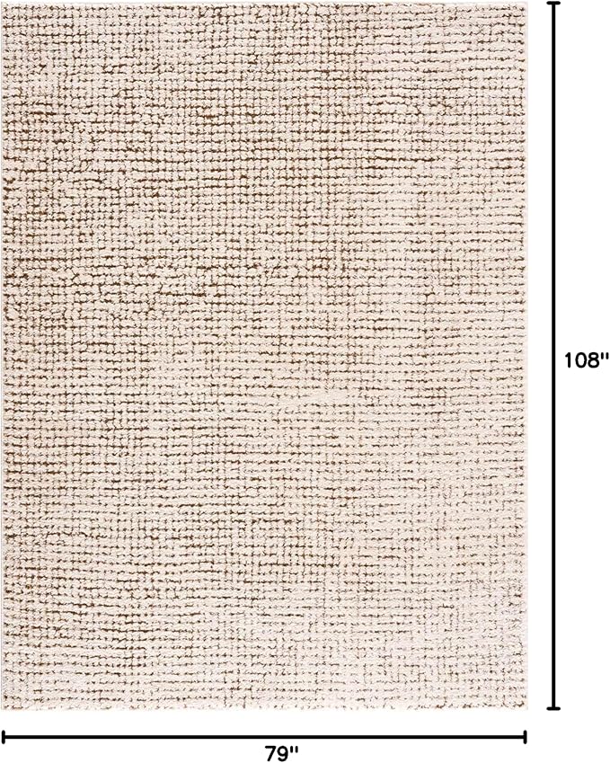 BoutiqueRugs Keita Contemporary Mosaic Area Rug - High Pile Fluffy Soft Shag Carpet for Living Room, Bedroom - Cream, Brown - 6'7" x 9' (6x9)