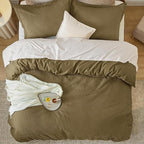 Bedsure Cotton Duvet Cover King - 100% Cotton Waffle Weave Fennel Seed Duvet Cover King Size, GentleSoft™ and Breathable Bedding Set for All Season, 3 Pieces, 104"x90"