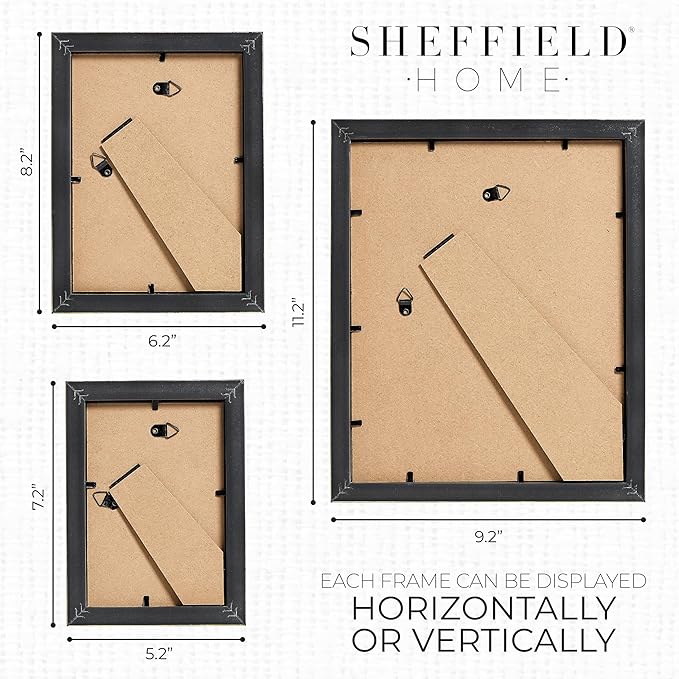 Sheffield Home 4 Piece Gallery Wall Frame Set, 8x10 Inch, 5x7 Inch, and 4x6 Inch, Gold