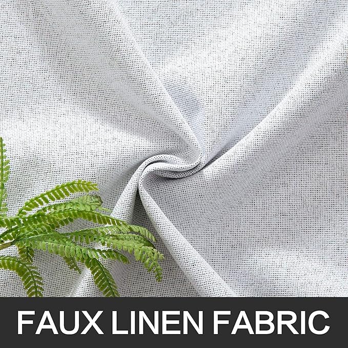 MIULEE Linen Texture Full Blackout Curtain for Living Room Darkening,Thermal Insulated Grommet Curtain for Bedroom,Room Darkening Curtains for Kitchen,52x45 Inch Length 2 Panels Grayish White