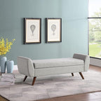 HomePop Modern Storage Bench with Wood Legs Home Décor|Bench with Storage for Living Room & Bedroom - Light Gray Woven