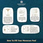 Genuine Leather Round Pouf Cover - Handmade Moroccan Ottoman Footstool, Unstuffed Footrest Under Desk - Boho Decor - Bohemian Living Room, Bedroom, Kids Room - Housewarming Gift & Wedding