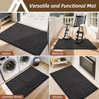 COSY HOMEER-Door-Mat 32"x48" Non Slip Absorbent Entryway Rugs Dirt Trapper Doormats Washable Entrance Mats Low Pile Welcome Floor Mat for Front Back Door and Entry Mats,Black
