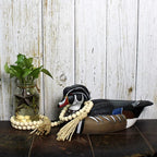 CVHOMEDECO. Wood Beads Garland with Tassels Farmhouse Rustic Wooden Prayer Bead String Wall Hanging Accent for Home Festival Decor. Natural