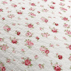 Cozy Line Home Fashions Pink Rose Garden Floral 100% Cotton Reversible Coverlet Bedspread Quilt Bedding Set (Ivory Rose, Queen - 3 Piece)