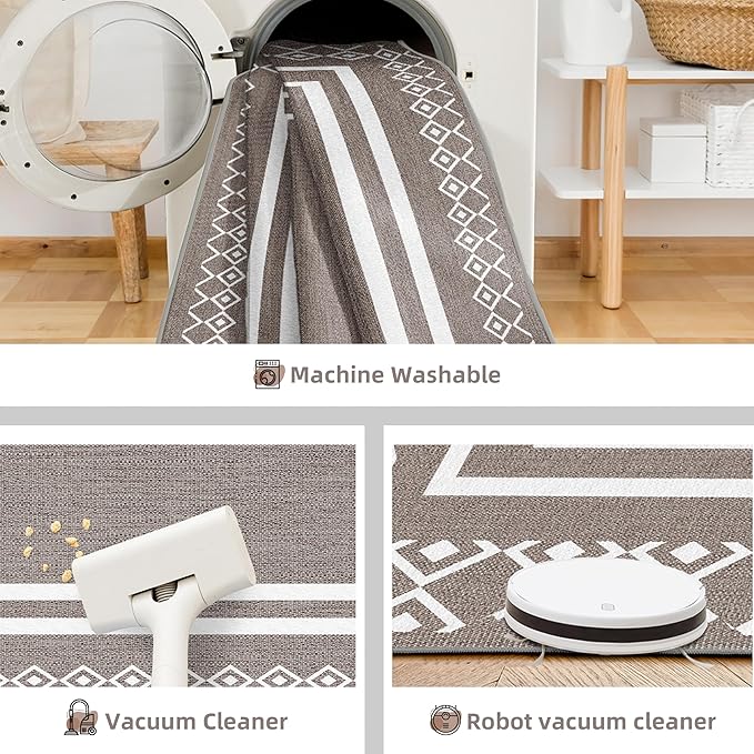 Outdoor Patio Rug, Outside Rectangular Carpet, Moroccan Geometric Rugs, Washable Large Indoor Outdoor Rug Mats for RV, Picnic, Backyard, Deck, Balcony, Porch, Beach 5'x8'