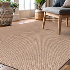 CAMILSON Easy Jute Rug 6x9, Indoor Outdoor Natural Color Farmhouse Area Rugs for Living Room Patio and Kitchen Rug, Solid Boho Woven Design, Easy-Cleaning, Washable Outside Carpet Alfombras (6 x 9)