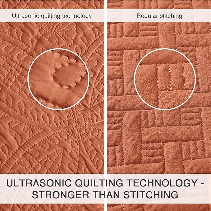 Love's cabin Quilts for Queen Bed Umber Bedspreads - Soft Bed Summer Lightweight Bedspread Comforter - Modern Style Coin Pattern Coverlet for All Season - 3 Pieces (1 Quilt, 2 Pillow Shams)