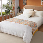 Boho Throw Blanket Twin Size, Soft Cozy Cotton Muslin Quilt Blanket for Bed Decor, Floral Patterned Couch Sofa Chair Cover, Vintage Farmhouse Cottage Tapestry Woven Blanket, Yellow&Blue