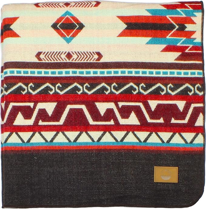 Inca Aztec Throw, Queen, King Blanket | Southwest Indian Navajo Boho Style | Native Cover for Camping, Bedding, Couch, Vanlife | Faux Alpaca, Lightweight, Hypoallergenic (Pachamama Brown, Throw)