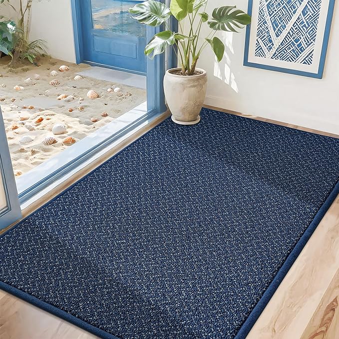 COSY HOMEER-Door-Mat 32"x48" Non Slip Absorbent Entryway Rugs Dirt Trapper Doormats Washable Entrance Mats Low Pile Welcome Floor Mat for Front Back Door and Entry Mats,Navy Blue