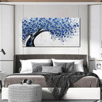 Large Wall Art for Living Room Bedroom Home Office Blue Tree of Life Wall Art Floral Picture Framed Wall Decor Modern Canvas Prints 24x48 In